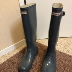 Blue hunter boots